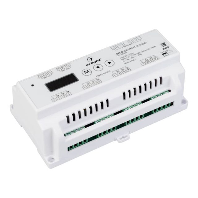 Декодер SMART-K18-DMX (12-36V, 12x5A) (ARL, IP20 Пластик, 5 лет)