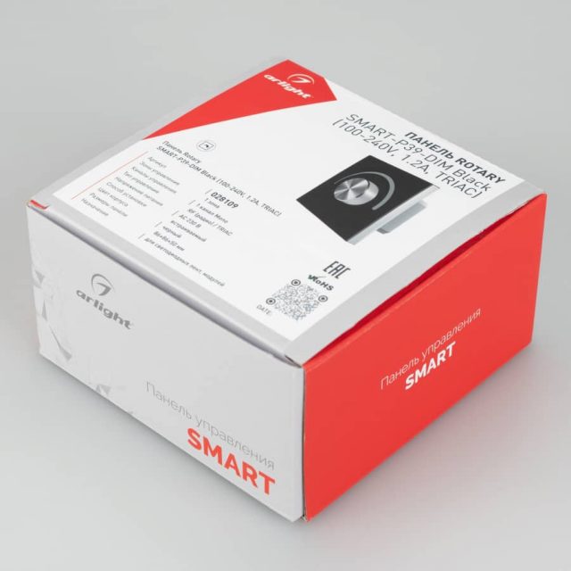 Панель SMART-P37-DIM-IN Black (230V, 1.5A, TRIAC, Rotary, 2.4G) (ARL, IP20 Пластик, 5 лет)