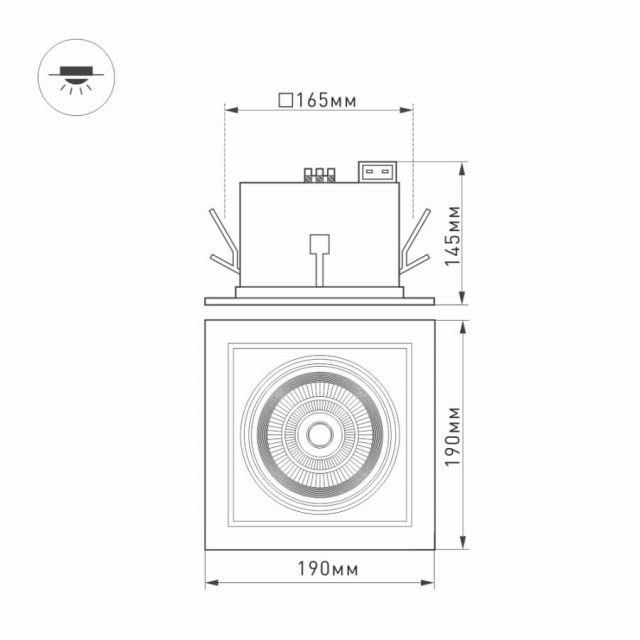 Светильник CL-KARDAN-S190x190-25W Day4000 (WH-BK, 30 deg) (ARL, IP20 Металл, 3 года)