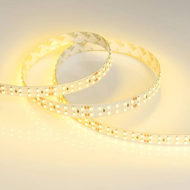 Лента RT 2-5000 24V Yellow 2×2 (3528, 1200 LED, LUX) (ARL, 19.2 Вт/м, IP20)