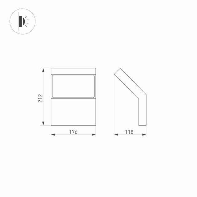 Светильник LGD-ECRAN-WALL-9W Warm3000 (GR, 108 deg, 230V) (ARL, IP65 Металл, 3 года)