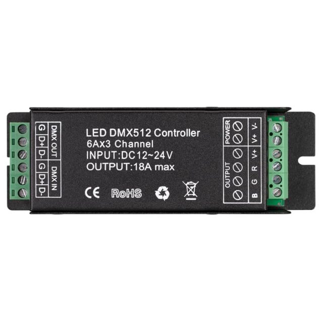 Декодер ARL-7022-DMX (12-24V, 3x6A, DMX512) (ARL, IP20 Металл, 2 года)