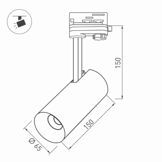 Светильник SP-POLO-TRACK-LEG-R65-8W Day4000 (WH-GD, 40 deg) (ARL, IP20 Металл, 3 года)