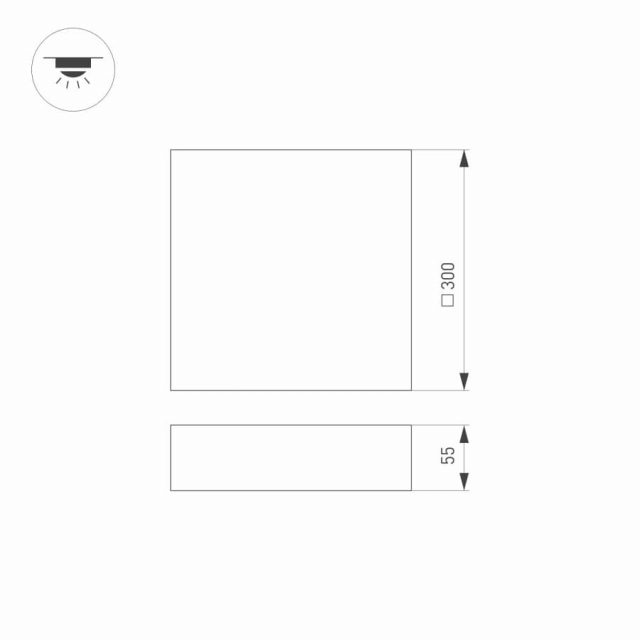 Светильник SP-QUADRO-S300x300-36W Day4000 (WH, 120 deg, 230V) (ARL, IP40 Металл, 3 года)