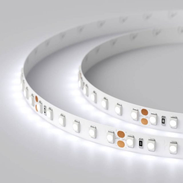 Лента RT 2-5000 24V Cool 8K 2x (3528, 600 LED, LUX) (ARL, 9.6 Вт/м, IP20)