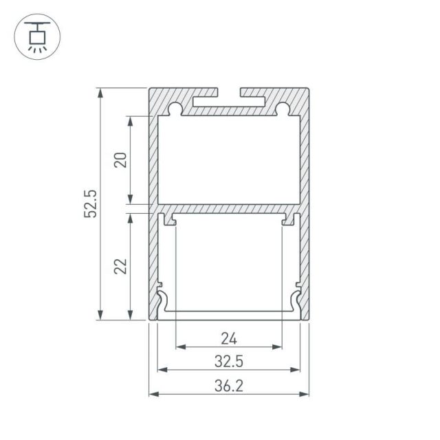 Профиль ARH-LINE-3750A-2000 ANOD (ARL, Алюминий)