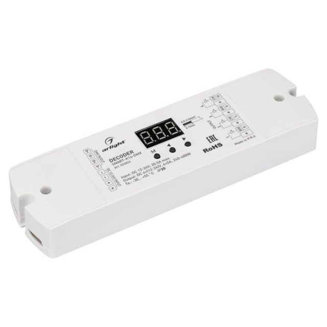 Декодер SMART-K16-DMX (12-24V, 4x5A) (ARL, IP20 Пластик, 5 лет)