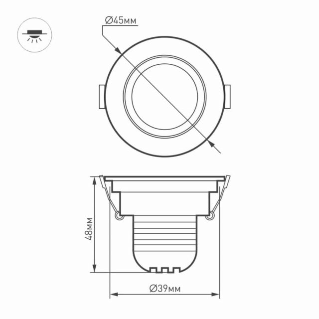 Светодиодный светильник LTM-R45WH 3W White 30deg (ARL, IP40 Металл, 3 года)