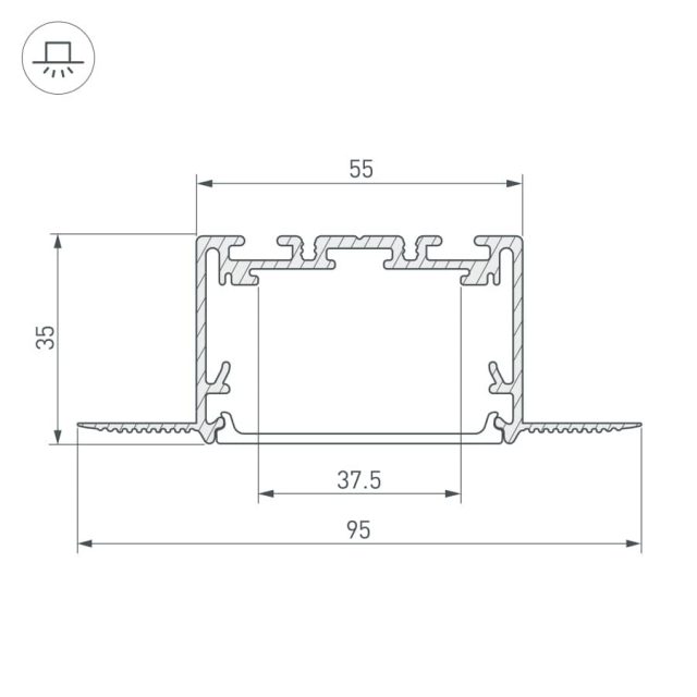 Профиль SL-LINIA55-FANTOM-2500 SEAMLESS ANOD (ARL, Алюминий)