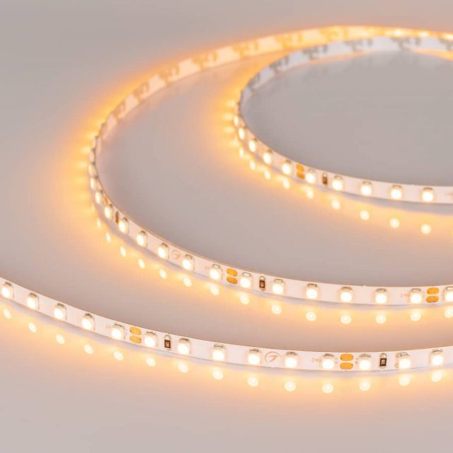 Лента RT 2-5000 24V Yellow 5mm 2x (3528, 600 LED, LUX) (ARL, 9.6 Вт/м, IP20)