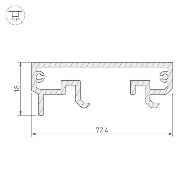 Профиль-держатель KLUS-POWER-W70-BASE-2000 ANOD (ARL, Алюминий)