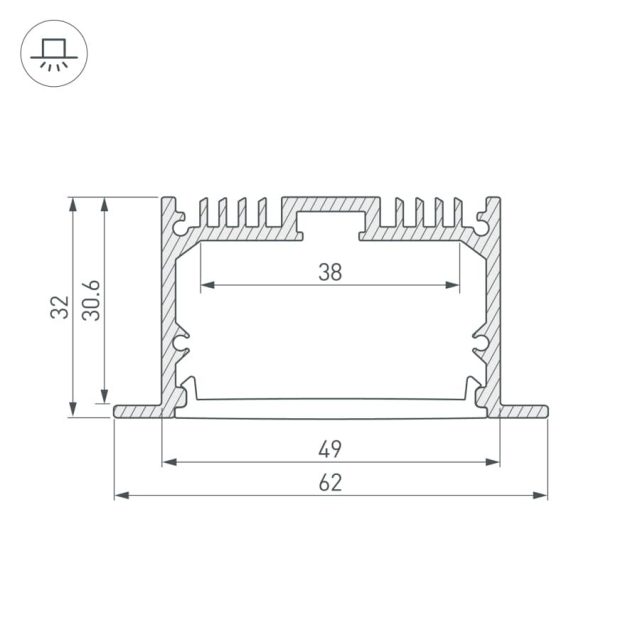 Профиль SL-LINIA62-F-2000 ANOD (ARL, Алюминий)